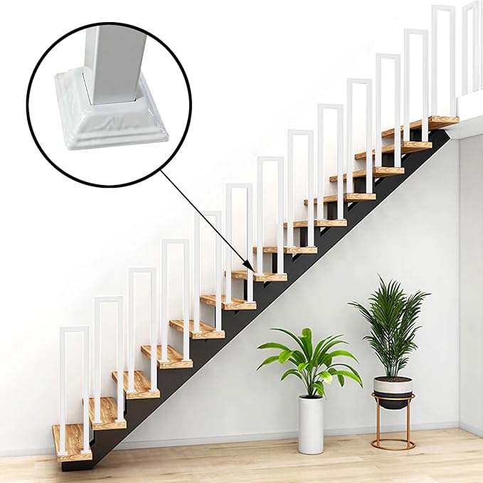 2FT White Sturdy Non-Slip U-Shaped Safety Guardrail, Equipped with Decorative Cover, Retro Industrial Iron Handrail, Stylish & Safe Grab Bars, for Indoor and Outdoor Steps