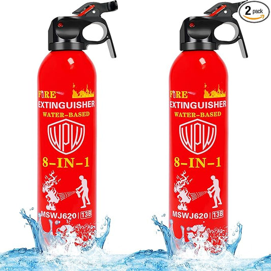 WPW 620ml Large Upgraded 8-in-1 Fire Extinguisher for Home with Wall Mount Portable Fire Extinguisher For Vehicle Car Boat Kitchen Emergency Supplies, Water-Based Solution For A, B, C, K Fire (2 Pack)