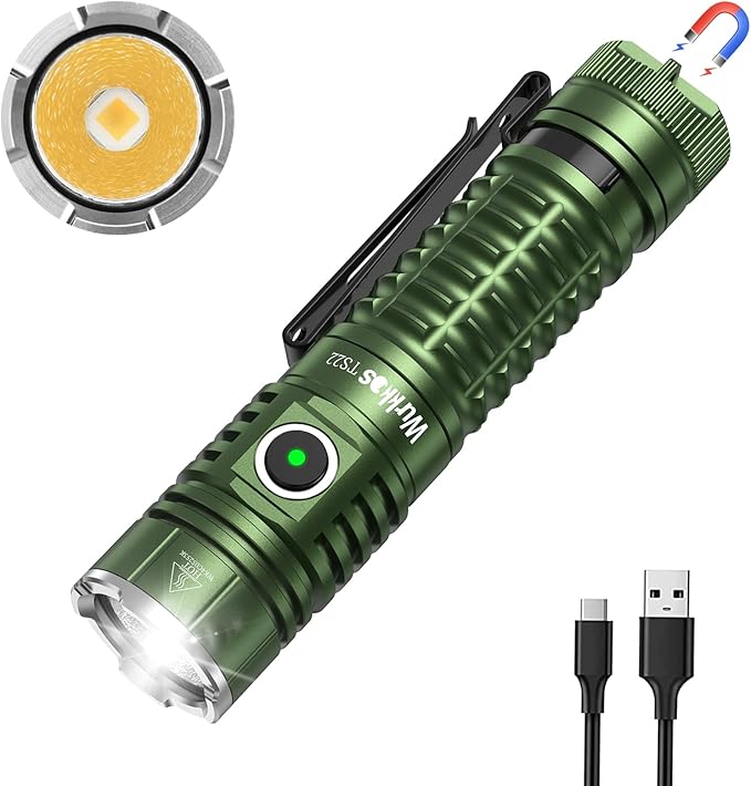 Wurkkos LED Flashlight High Lumen Rechargeable - TS22 4500 lm Super Bright 70.3 HI LED Flashlight USB C Charging IP68 - Constant Current Output Flashlight for Dog Walking Ramping Emergency Hiking