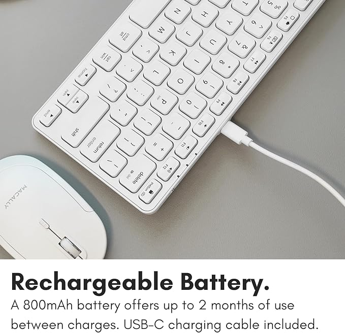Macally Compact Bluetooth Keyboard for Mac - Premium Multi Device Connectivity - Compatible Apple Wireless Keyboard for MacBook Pro/Air, iMac, Mac mini, iPad, Laptop, and PC