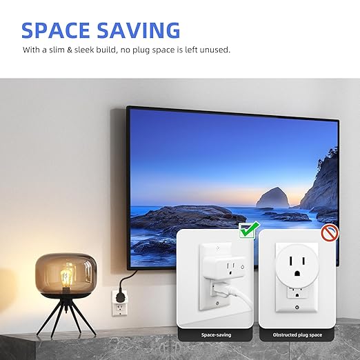 Smart Plug 15A, Smart Life Wi-Fi Outlet Compatible with Alexa, Google Home & Echo, App Control, Timer Function & Group Control, Schedule, Voice Control, 2.4GHz, FCC Certified, White, 4-Pack