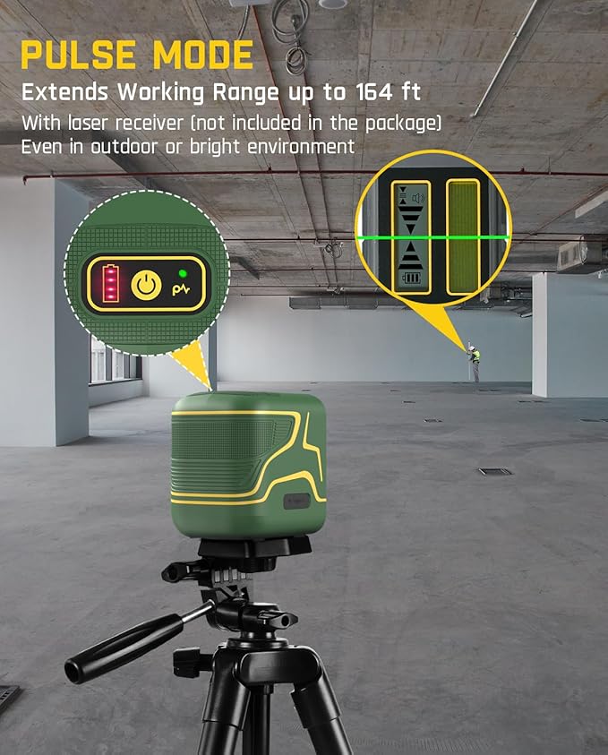 Fanttik D2 Pocket Green Laser Level, 100 ft Self-Leveling Cross Line Laser, Type-C Rechargeable, Rotatable 360 Degree, Pulse Mode, Magnetic Bracket, Carrying Pouch, for Picture Hanging and Home DIY