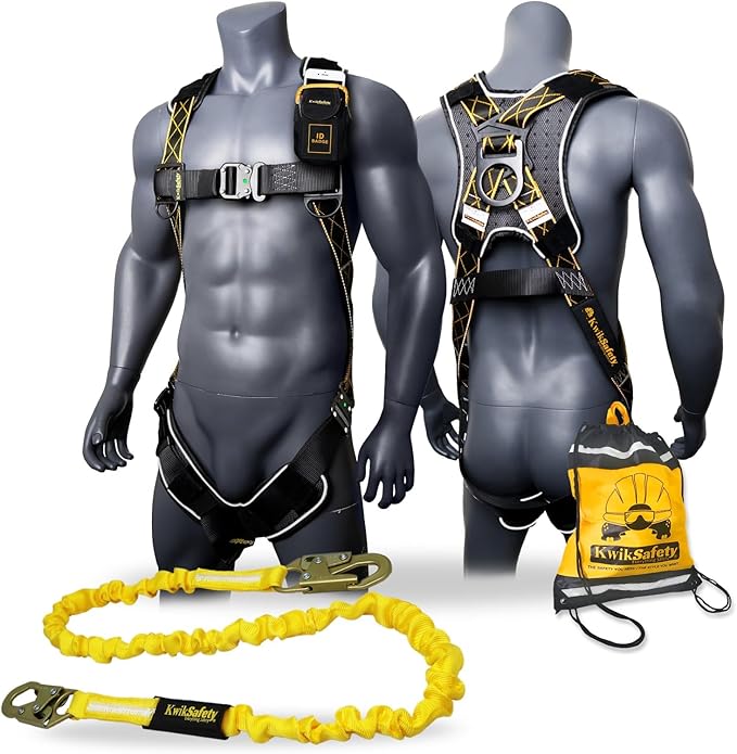 KwikSafety - TORNADO DiamondBACK Full Body Harness [1 D-RING] Premium Safety Harness Fall Protection Kit ANSI OSHA