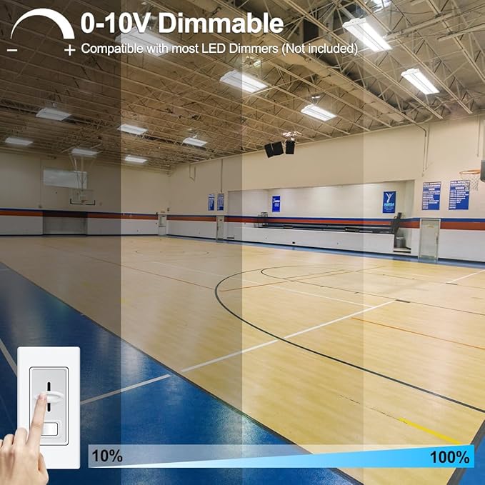 High Bay LED Shop Light 2 Pack 2FT 200W 28000LM, 4000K/5000K Selectable 100-277V, Linear High Bay Lights for Warehouse Workshop Supermarket Stadium, Power Tunable 200W/150W/100W, ETL