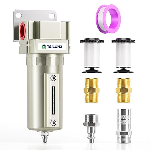 TAILONZ PNEUMATIC 3/4" NPT Industrial Grade Heavy Duty Particulate Air Filter with Metal Bowl - Paint Spray Compatible, Manual Drainage System