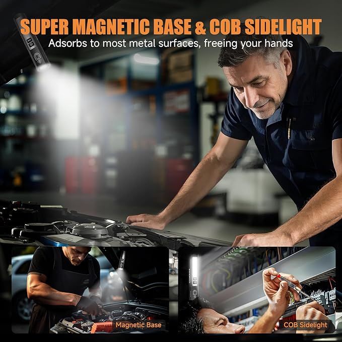 Rechargeable Tactical Flashlights High Lumens - Super Bright Small Powerful LED Magnetic USB C Flashlight, 8 Modes, Dual Button Waterproof Pocket Flash Light for Emergency, Car (1, Black)