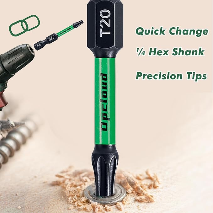 T20 Impact Screwdriver Bit Set, 10 Pieces 2”S2 Steel Magnetic #20 Torx Tips Power Driver Bit Set with Organizer Case