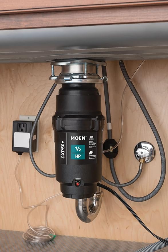 Moen Prep Series PRO Continuous Feed Compact Garbage Disposal for Kitchen Sink with Power Cord, GXP50C