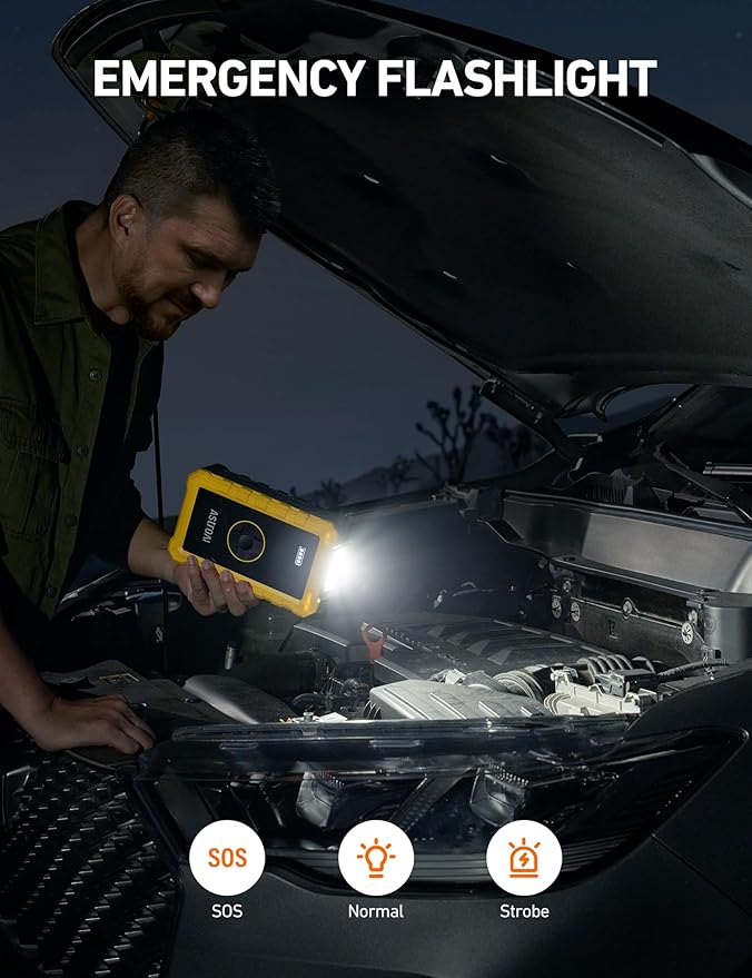 AstroAI S8 Air Jump Starter with Air Compressor, 1500A Car Battery Jumper Starter Portable (6.0 Gas/3.0L Diesel) with 150PSI Cordless Auto-Shutoff Tire Inflator, 12V Battery Charger Booster(Yellow)