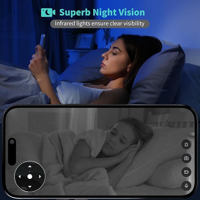 Alaga Indoor Security Camera,3K 5G and 2.4G WiFi, 360° Pan/Tilt, Human/Pet/Motion AI, Night Vision, Speaker, Indoor Camera with Phone App, Compatible with Alexa & Google Assistant，2-Pack White