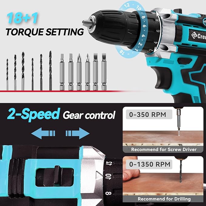 Cordless Drill Set 21v Power Drill Cordless With Battery & Charger, 84pcs Accessories Electric Drills Variable Speed, 3/8" Keyless Chuck, Built-In Level and 2 Driver Bule kit