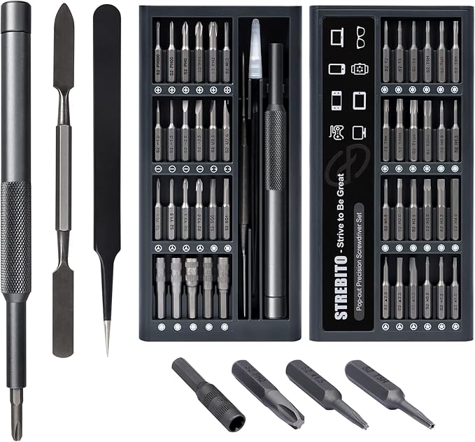 STREBITO Micro Screwdriver Set 50 in 1 Precision Screwdriver Set, S2 Steel Multi Bit Mini Repair Kit for Electronics, Computer, Phone, Laptop, Glass, Watch, Switch, Game Controller