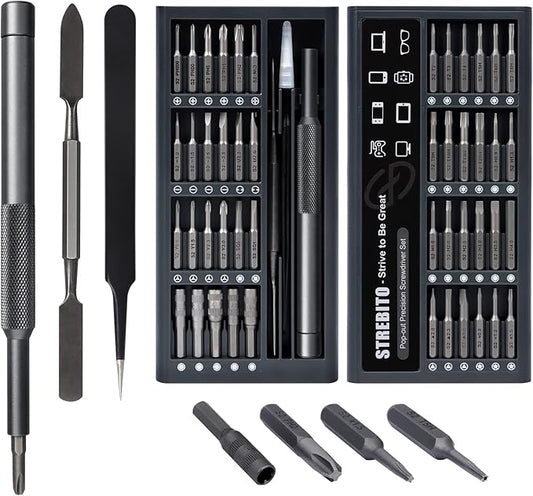 STREBITO Micro Screwdriver Set 50 in 1 Precision Screwdriver Set, S2 Steel Multi Bit Mini Repair Kit for Electronics, Computer, Phone, Laptop, Glass, Watch, Switch, Game Controller