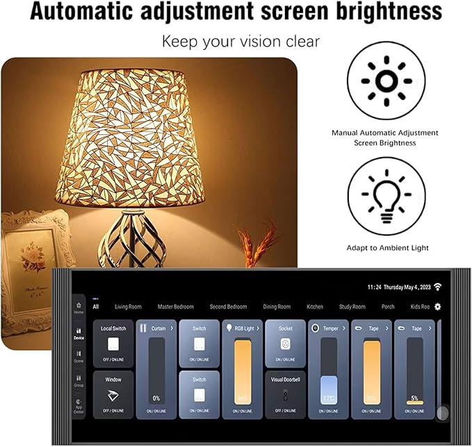 Smart Home Control Panel,12'' Dimmer and Background Music Player,Smart Life Tuya App Control Timer Switch for Smart Appliances,Support Video Doorbell Two-Way Intercom