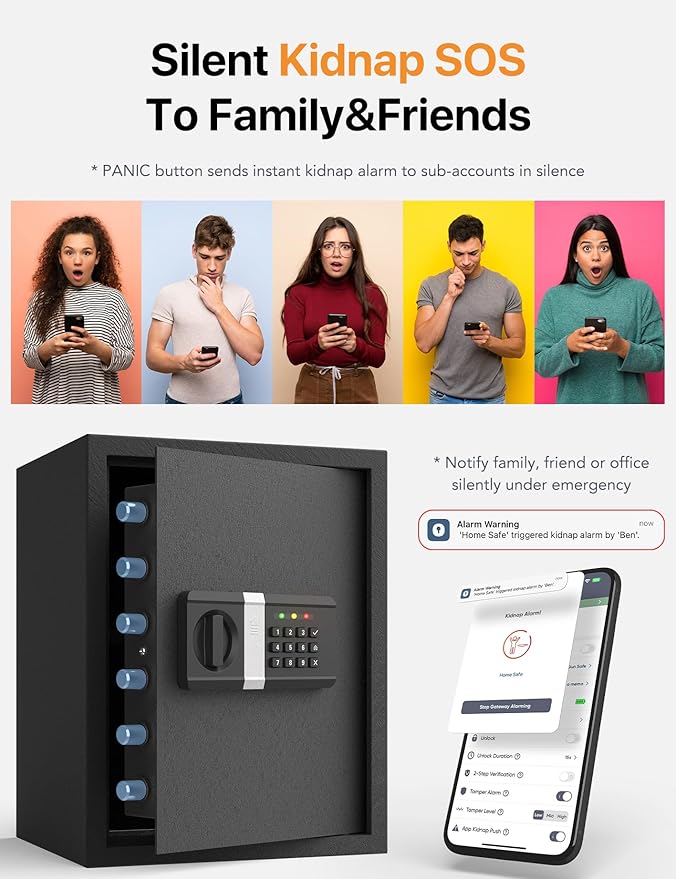 FORFEND Smart Home Safe | WiFi Safebox App Lock/Alarm | Voice Command, Kidnap Alarm, Tamper Detect, Frozen Mode, Sub Account| Digital Safes Anti Theft