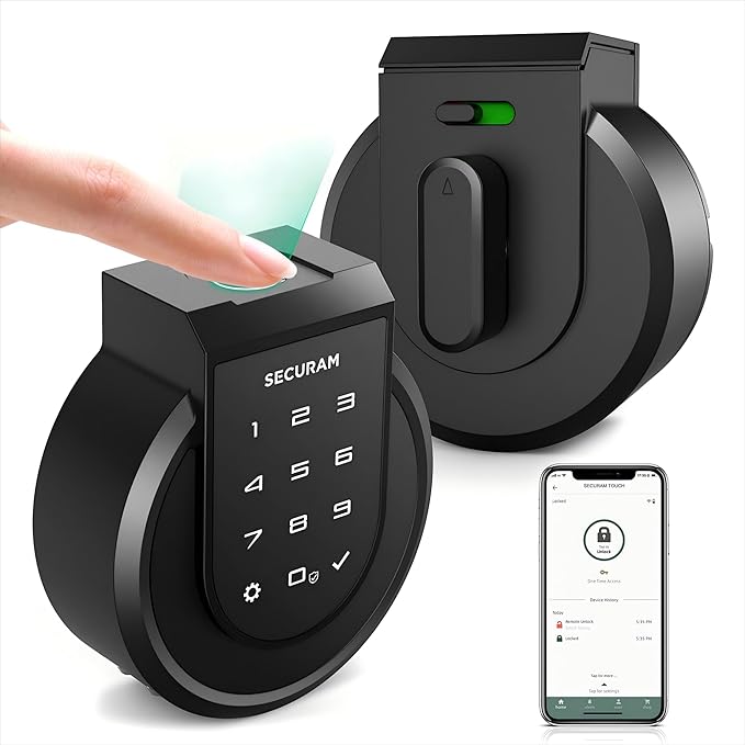 Touch Fingerprint Smart Lock, Black, Biometric, Bluetooth Enabled, Auto Lock, Voice Control via Alexa or Google