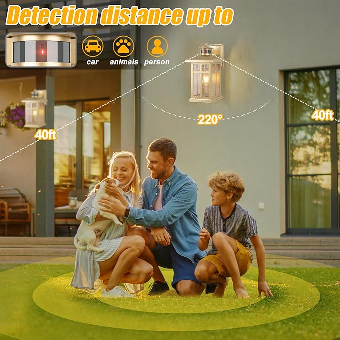 Modern Motion Sensor Outdoor Light Fixture, Gold Waterproof Dusk to Dawn Exterior Light for House, Garage, Garden