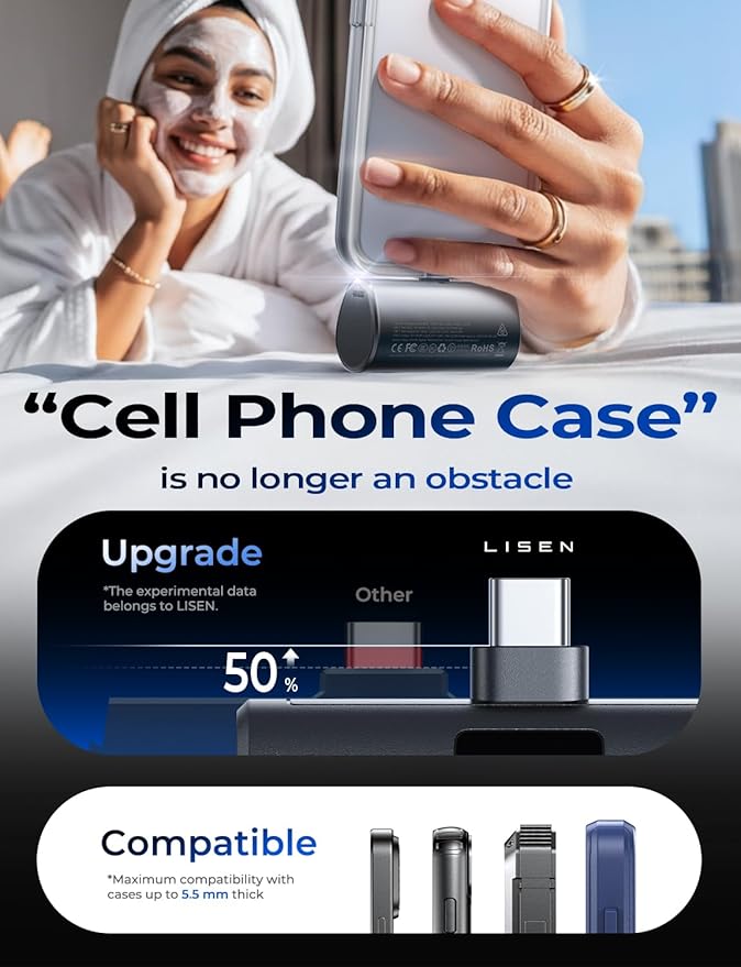 LISEN Mini Portable Charger 7000mAh Power Bank for iPhone 17 Pro Max Air 16 15, 22.5W PD Fast Charging Power Bank, Small Portable Charger USB C Samsung Google Pixel 9 iPad Pro/Air AirPods, Dark Grey