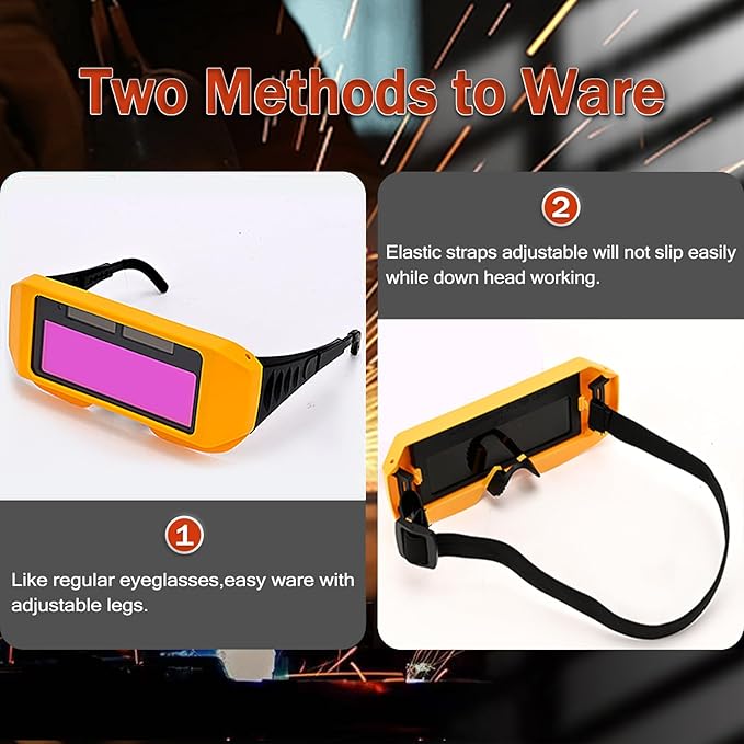 Welding Glasses Auto Darkening Welding Goggles with Adjustable Shade, Safety Eyes Protective Welder Glasses with 2 Sensors for TIG MIG MMA Plasma