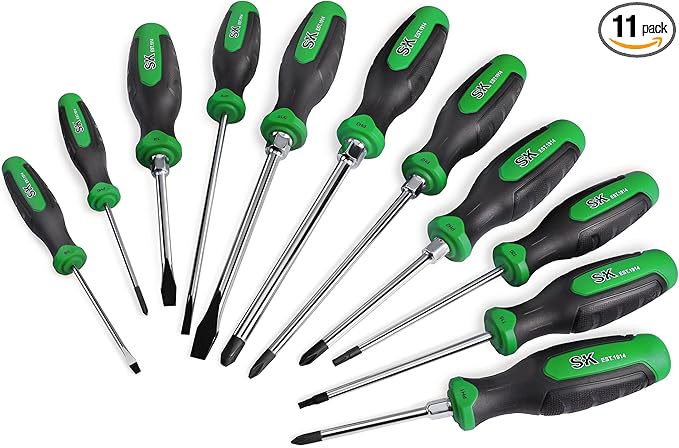 SK 11-Piece Magnetic Screwdriver Set, Includes Slotted/Phillip/Star Screwdrivers, S2 Steel, SureGrip Handle