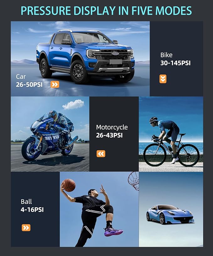 Tire Inflator Portable Air Compressor, 150PSI & 25000mah Portable Air Pump with Digital Pressure Gauge, 2X Faster Cordless Tire Pump for Car, Bike, Motorcycle, Ball