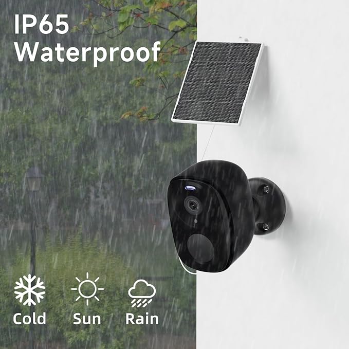 Rraycom 3Pack Security Cameras Wireless Outdoor, 2K Solar Powered Cameras for Home Security, Color Night Vision, PIR Motion Detection, 2-Way Audio, Waterproof, SD/Cloud Storage, Works w/Alexa