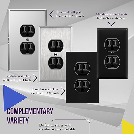 ENERLITES Tamper-Resistant Child Safe Duplex Receptacle Outlet, Residential Grade, 3-Wire, Self-Grounding, 2-Pole, 15A 125V, UL Listed, 61580-TR-BK, Black (10 Pack)