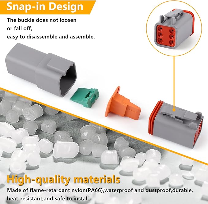Knoweasy 338pcs DT Deutsch Connector Kit - 2/3/4/6/8/12 Pin Connectors, Deutsch Crimping Tool, Removal Tool, Waterproof Automotive Electrical Connector