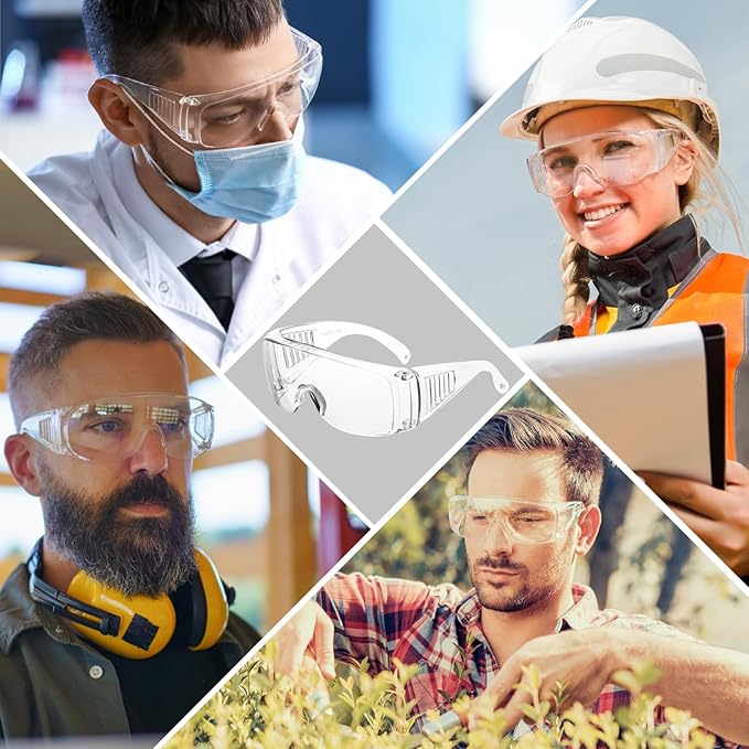 Safety Glasses Over Eyeglasses with Anti-Fog and Scratch Resistant ANSI Z87 Safety Goggles Over Glasses