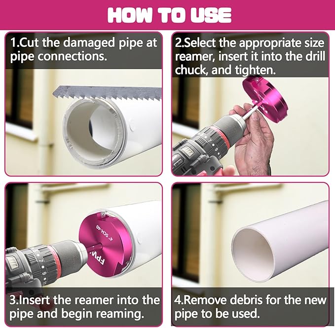 Original Design Patent Triple Inserts 1/2 Inch PVC Pipe Reamer, PVC Fitting Saver, Pipe Tools for Schedule 40