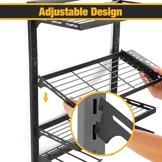 COFIT 4-Tier Power Tool Organizer, Power Drill Tool Holder, Wall Mount Tool Storage Organizer, Adjustable Height Iron Tool Rack for Garage Organization and Workshop