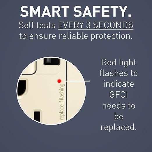 Legrand Radiant 1597TRUSBAALA 15 Amp GFCI Self Test Tamper Resistant Decorator Duplex Outlet with USB Type A, Light Almond (1 Count)