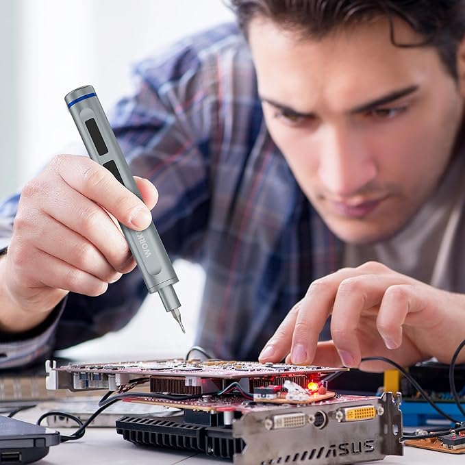 WORKPRO 38 in 1 Electric Screwdriver, 3.7V Electric Precision Screwdriver with Magnetizer and S2 Steel Bits, Max 0.3N.m, Cordless Mini Power Screw Driver for Electronics Phone Camera Laptop