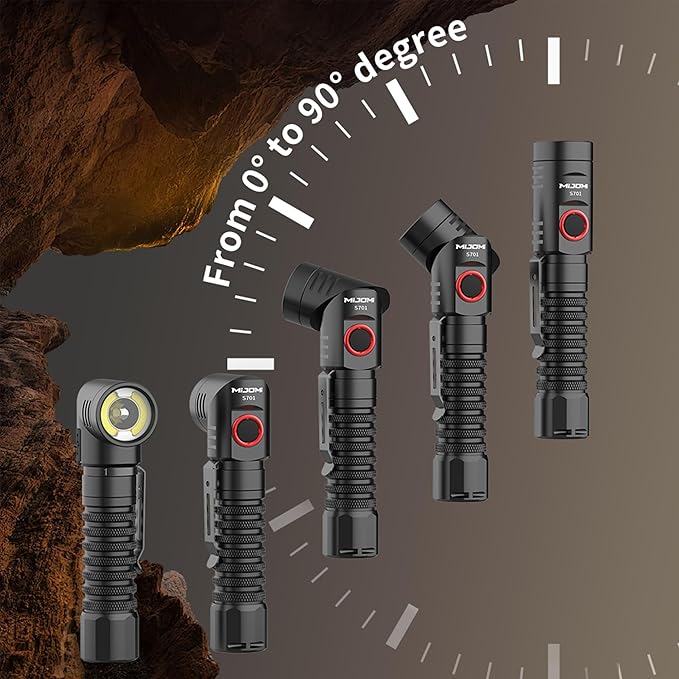 Flashlight, Rechargeable Flashlight with 1300 High Lumen Dual Modes Spotlight and Floodlight, 90 Degree Swivel Head with Magnet Max 22H Runtime, for Work, Repair, Emergency S701