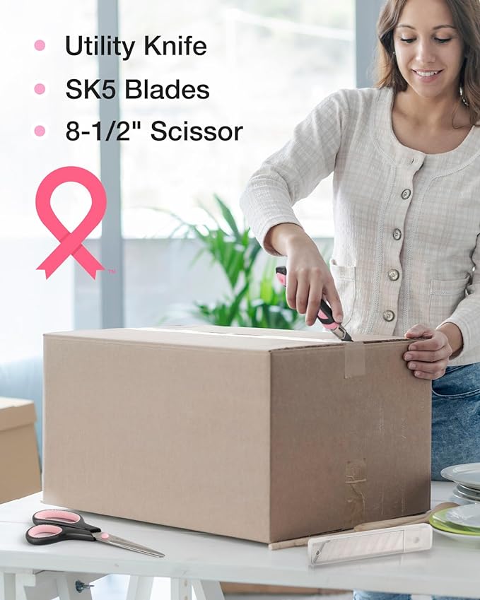 WORKPRO Pink Tool Kit - 236 Pieces Pink Tool Set with Easy Carrying Round Pouch, Household Tool Kit Perfect for DIY, Home Maintenance - Pink Ribbon