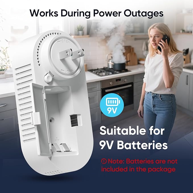 5-in-1 Natural Gas Leak Detector & Carbon Monoxide Detectors Plug in, Portable Carbon Monoxide Detector & Battery Backup with Brightness & Volume Adjustment for Home/RV/Travel/Camping (3 Packs)