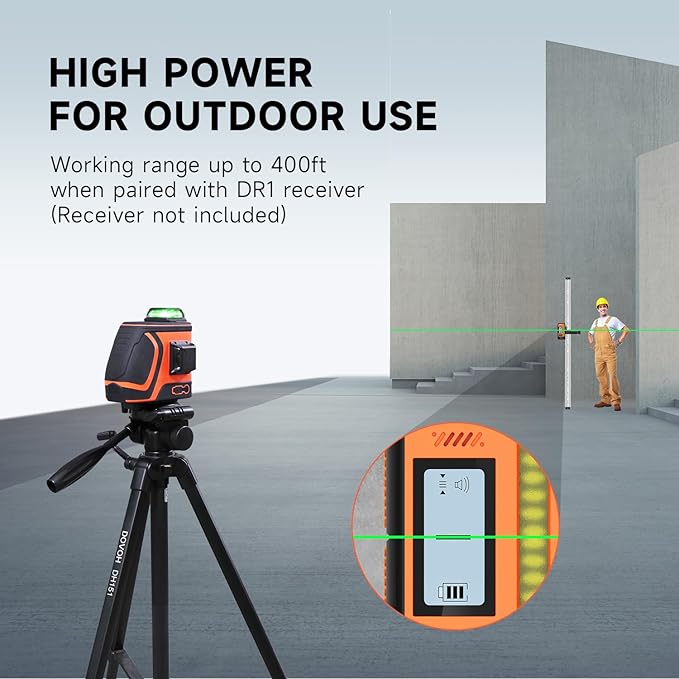 Outdoor Laser Level 360 Self Leveling with Receiver and Tripod, Class Ⅱ