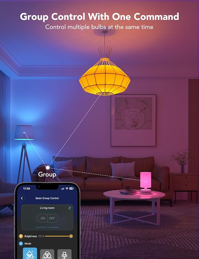 Govee Smart Light Bulbs, 1200 Lumens Dimmable BR30 Bulbs, RGBWW Color Changing Light Bulbs, WiFi & Bluetooth LED Bulbs, 16 Million Colors, Music Sync, Compatible with Alexa, Google Assistant, 4 Pack