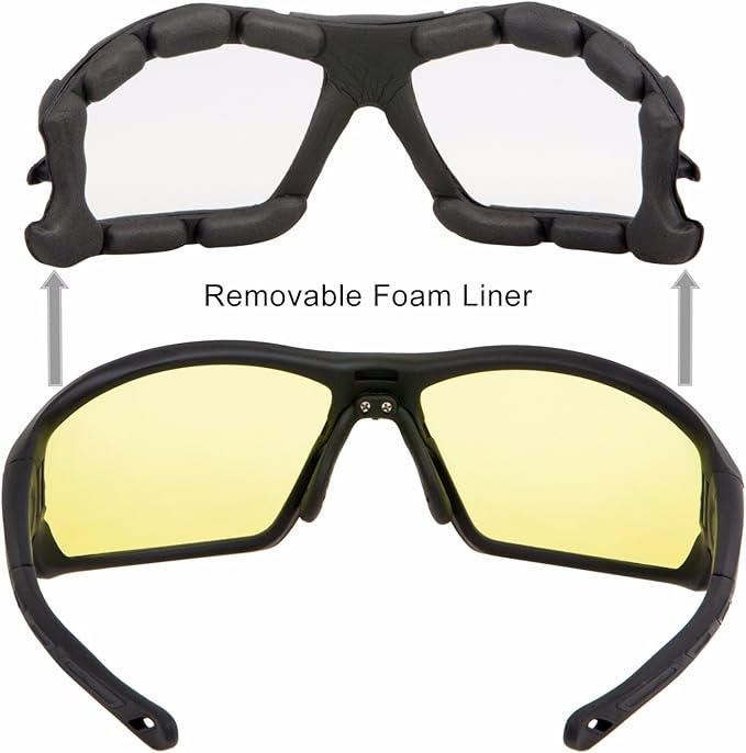 WYND Blocker Motorcycle Riding Glasses Extreme Sports Wrap Sunglasses (Black/Yellow)