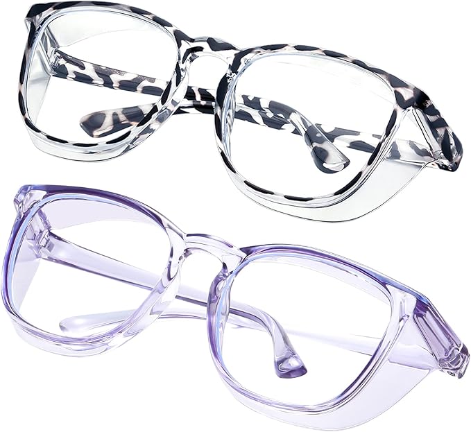 Safety glasses Goggles Nurses Protective Eyewear - Anti Fog Square Frame Stylish Clear Glasses for Women Men