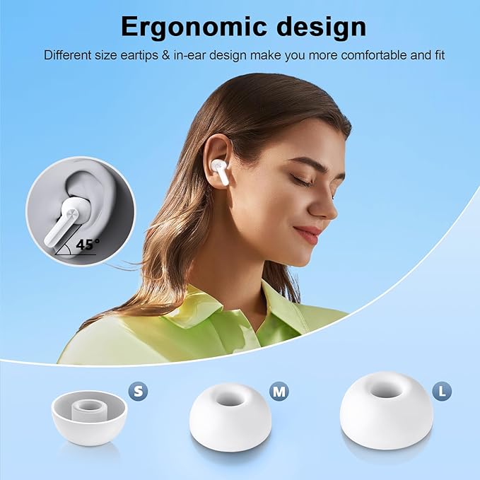 Wireless Earbuds, Bluetooth 5.3 Headphones LED Power Display, 2025 New Wireless Earphones, 4 ENC Noise Cancelling Mic, HiFi Stereo, 48H Playtime Mini Case IP7 Waterproof for Work & Play