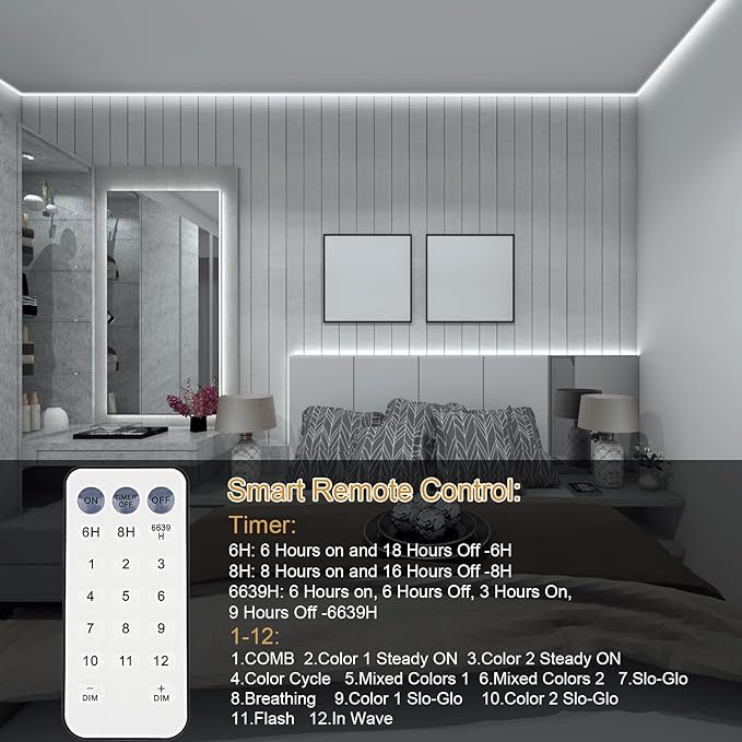 2 Pack LED Strip Lights Indoor Outdoor Waterproof, 16.5ft 150 LED 2700K-6000K Tunable White Battery Powered LED Strip Lights with Remote USB Dimmable Timer Cuttable for Kitchen Bathroom Yard Pool