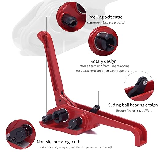 Banding Strapping Kit - Pallet Packaging Strapping Tool with Sealer Tools, 328' Length x 1/2" Wide, 100 Metal Seals Included - Durable Poly Strapping Kit a