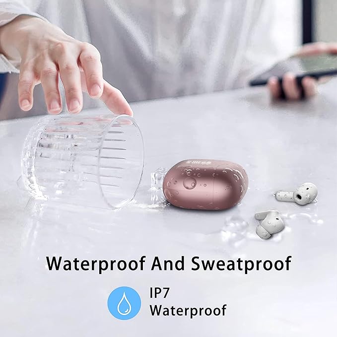 Wireless Earbuds, 2025 Bluetooth 5.4 Headphones in Ear with 4 ENC Noise Cancelling Mic, New Wireless Earphones HiFi Stereo Deep Bass 40H Playtime, LED, in-Ear Bluetooth Ear Buds IP7 Waterproof, Rose