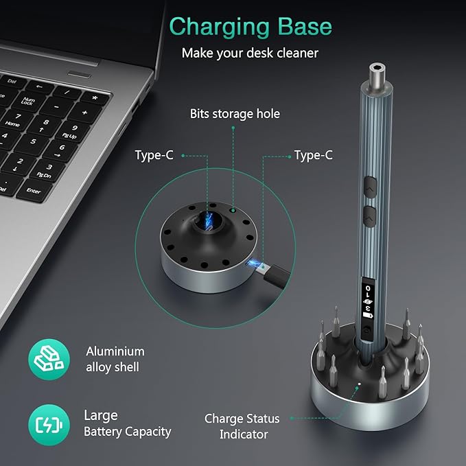 ORIA Electric Screwdriver, 52 in 1 Rechargeable Power Screwdriver Set, Cordless Electric Mini Screwdriver with Charging Dock, Display Screen, Adjustable Torque, LED Lights for Phone Laptop Watch