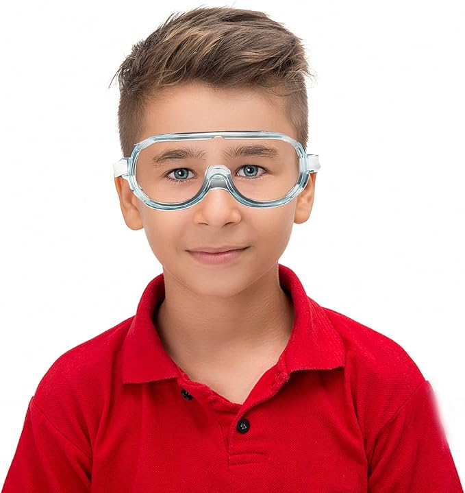 Kid Safety Goggles 8 Pack - Adjustable Lightweight Boys Girls Protective Safety Glasses Crystal Clear Eye Protection