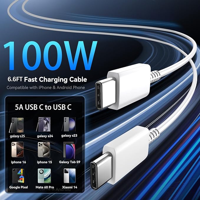 45W USB-C Super Fast Charger, 2-Port 45 Watt Type C Charger Fast Charging Block with 6.6FT USB C Cable Cord for Samsung Galaxy S25 Ultra/S25+/S25/S24/S23 Ultra/S23+/S22 Ultra/S22+/S20 Ultra-White