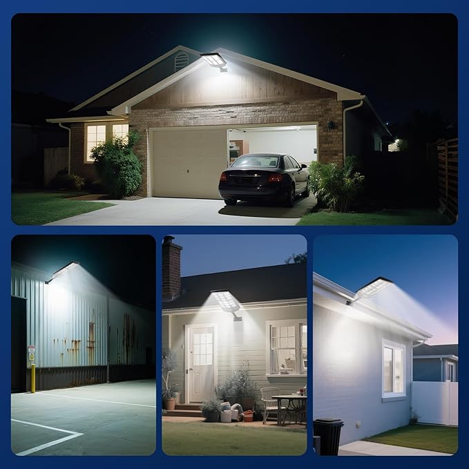 Solar Street Lights Outdoor, 10000K Ultra Bright LED, Waterproof IP65, Motion Sensor, Dusk to Dawn, Suitable for Commercial Area, Parking Lot, 4 Pack