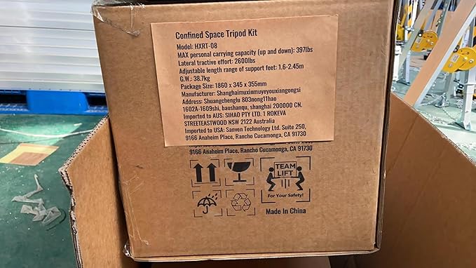 VEVOR Confined Space Tripod Kit, 2600 lbs Winch, Confined Space Tripod 8' Legs and 98' Cable, Confined Space Rescue Tripod 32.8' Fall Protection, Harness, Storage Bag for Traditional Confined Spaces