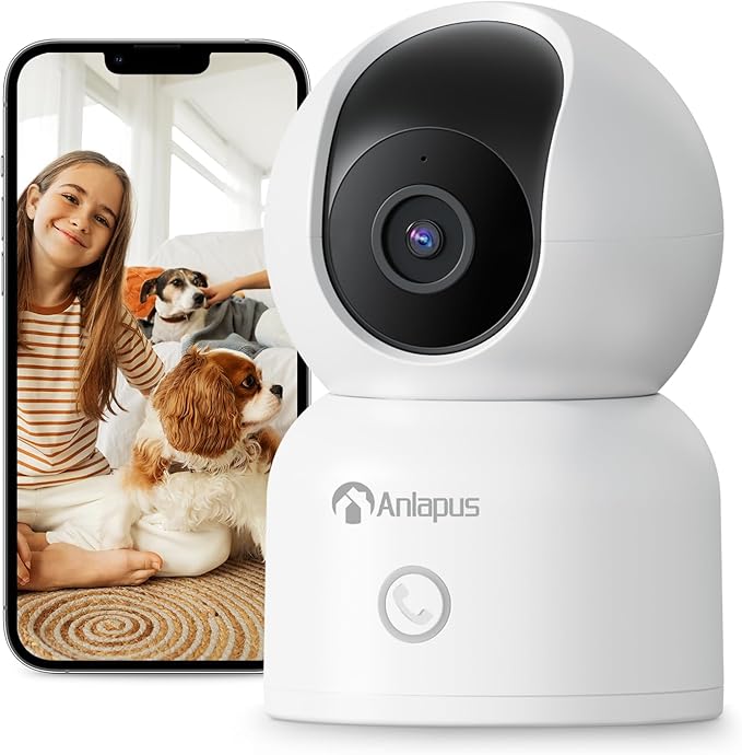 Anlapus 2MP Home Security Indoor Camera, C518 1080p Pan/Tilt WiFi Camera, 2.4/5 GHz 360° Plug-in Camera, Motion Detection, One-Touch Call, Auto Tracking, Night Vision (Memory Card Not Include)